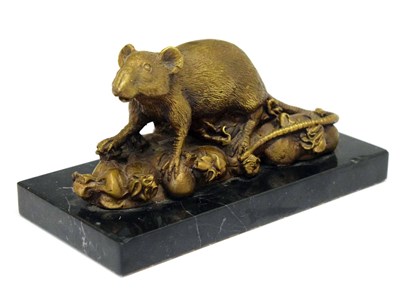 Lot 228 - Cast metal figure of a rat on pomegranates