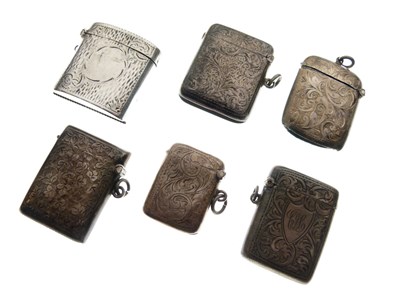 Lot 151 - Group of six early 20th Century silver vesta cases