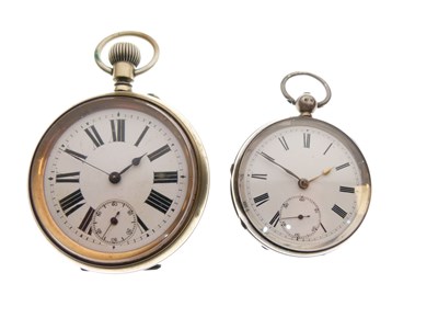 Lot 117 - Late Victorian silver cased open face pocket watch, and silver plate 'Goliath' pocket watch