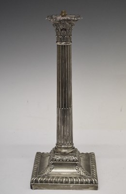 Lot 118 - Edward VII silver candlestick with electric mount, Sheffield 1906