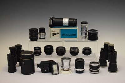 Lot 317 - Two pairs of binoculars and camera lenses