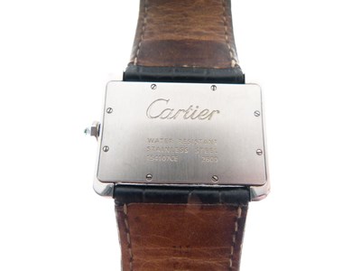 Lot 259 - Cartier - Gentleman's Tank Divan stainless steel cased wristwatch