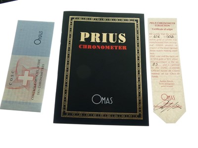 Lot 257 - Omas Prius - Gentleman's 18K gold cased chronometer wristwatch
