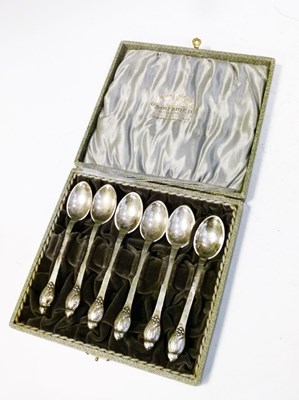 Lot 152 - Evald Nielsen - Cased set of six Danish silver 830 standard coffee spoons