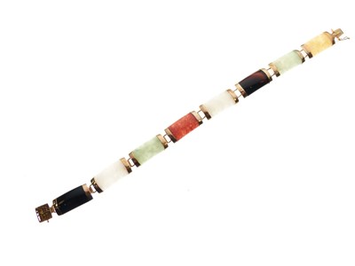Lot 77 - Multicolour jade panel bracelet