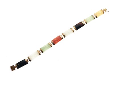 Lot 77 - Multicolour jade panel bracelet
