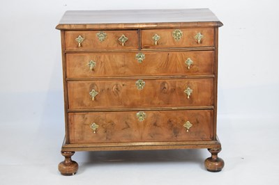 Lot 179 - Early 18th Century walnut chest of five drawers
