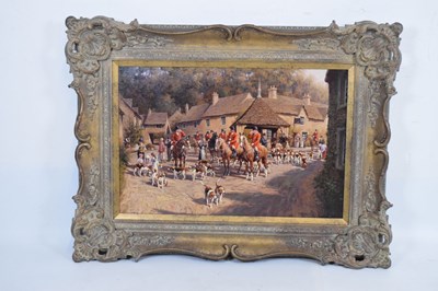Lot 542 - Ronald (Ron) Moseley (b. 1931) - Oil on canvas - Opening Meet, Castle Combe
