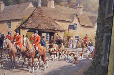 Lot 542 - Ronald (Ron) Moseley (b. 1931) - Oil on canvas - Opening Meet, Castle Combe