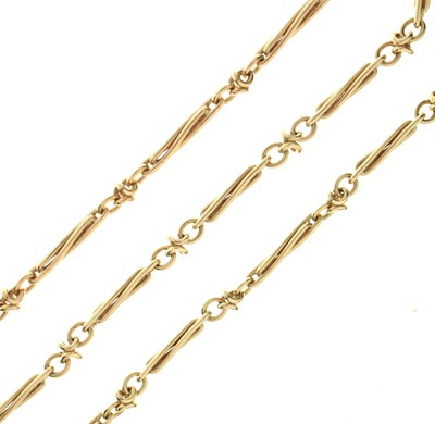 Lot 55 - Yellow metal (9ct) twisted Figaro link necklace