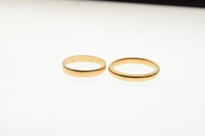 Lot 25 - Two 22ct gold wedding bands, 6.5g gross