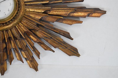 Lot 502 - Early 20th Century giltwood sunburst wall clock