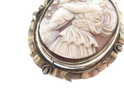 Lot 48 - Large Victorian cameo brooch depicting Cupid and Psyche