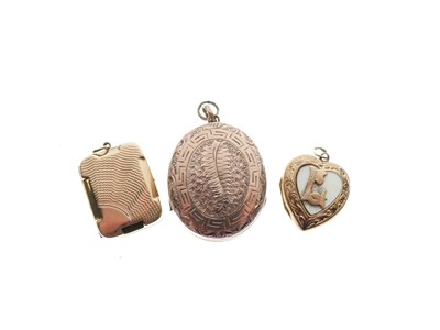 Lot 52 - Late Victorian double locket, heart-shaped locket and Art Deco locket