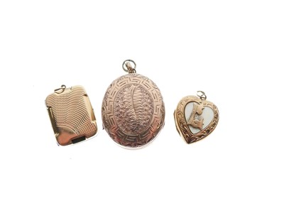 Lot 52 - Late Victorian double locket, heart-shaped locket and Art Deco locket