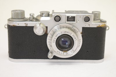 Lot 278 - Leica IIIc 35mm camera, 1950, No. 514874 with Elmar f=5cm 1:3.5 lens