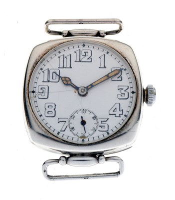 Lot 57 - Rolex - Gentleman's silver cased manual wind Trench watch head