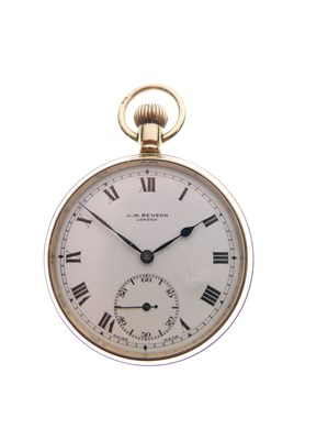 Lot 114 - J.W. Benson 9ct gold open faced pocket watch