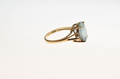 Lot 11 - Dress ring set large oval blue stone