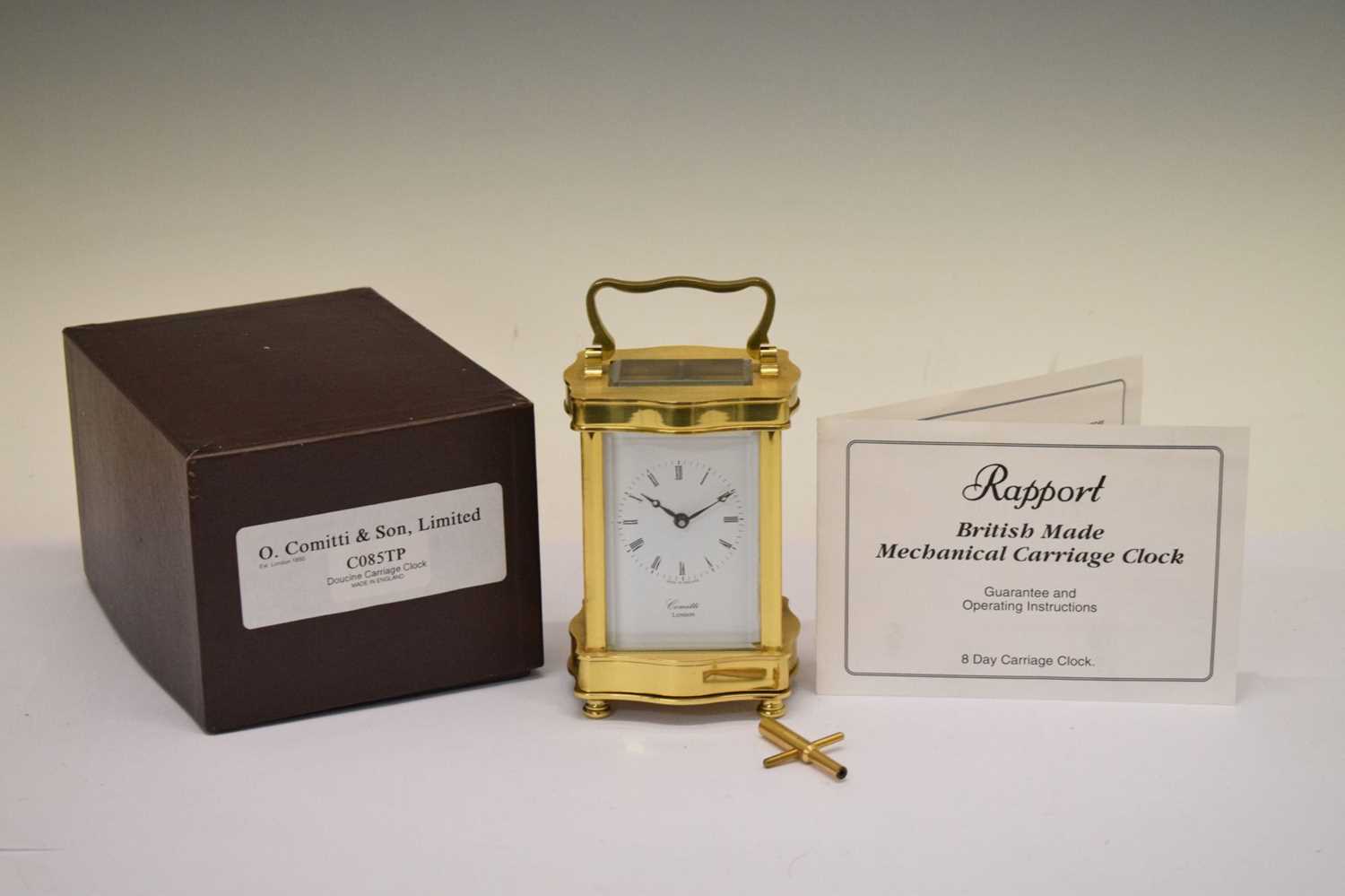 Lot 514 - Reproduction Comitti gilt-metal cased 8 day carriage timepiece