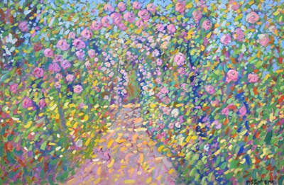 Lot 455 - Paul Stephens- Oil on board - 'Rose Archway'