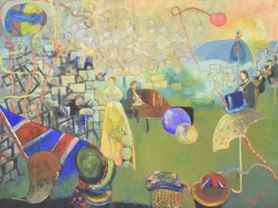 Lot 456 - Audrey Lewis-Hopkins, (1914-2011) - Acrylic on board - 'The Last Night of the Proms'