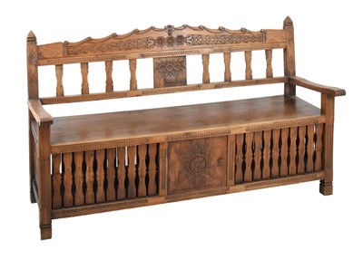 Lot 536 - French walnut hall bench or settle, circa 1900