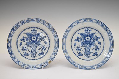 Lot 381 - Two late 18th century English delftware plates