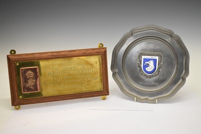 Lot 175 - Sgt. Lovejoy plate and Thornell plaque