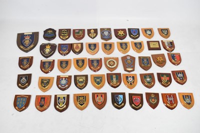 Lot 176 - Quantity of military and civilian wooden mounted crests