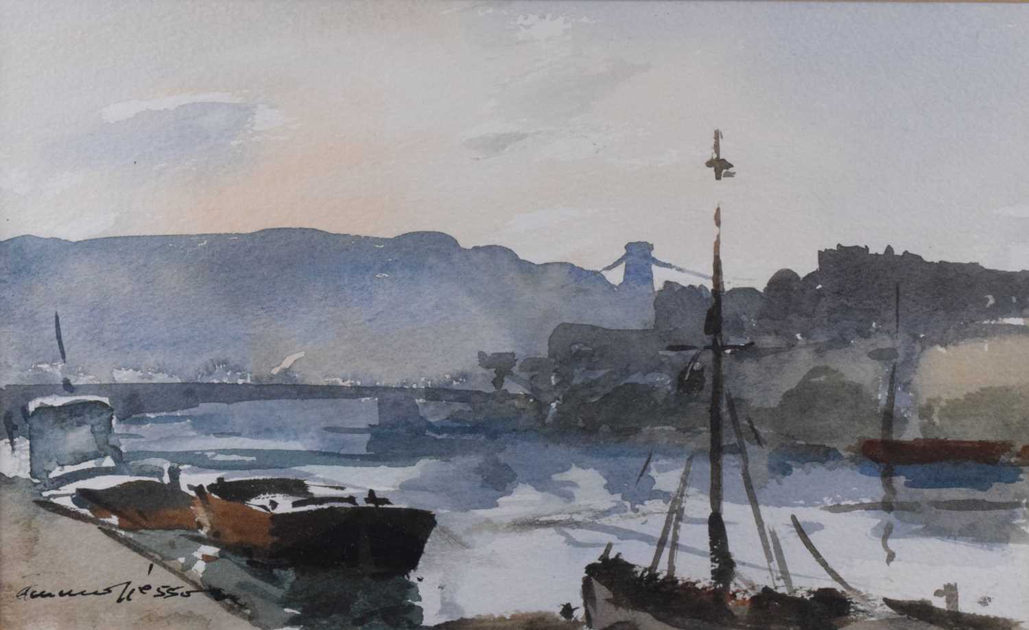 Lot 524 - Edward Wesson, RI (1910-1983) - Watercolour - Bristol Docks scene