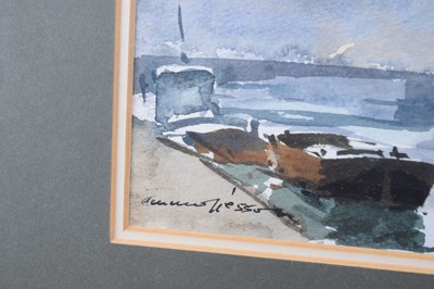 Lot 524 - Edward Wesson, RI (1910-1983) - Watercolour - Bristol Docks scene