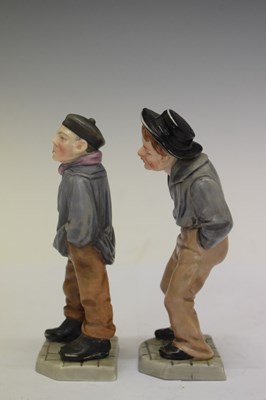 Lot 450 - Royal Worcester - Set of six 'Down and Out' menu holder figures
