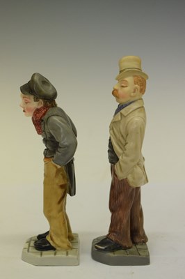 Lot 450 - Royal Worcester - Set of six 'Down and Out' menu holder figures