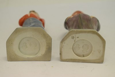 Lot 450 - Royal Worcester - Set of six 'Down and Out' menu holder figures