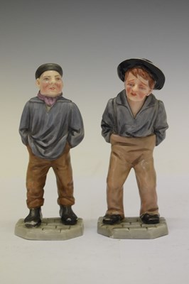 Lot 450 - Royal Worcester - Set of six 'Down and Out' menu holder figures