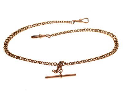 Lot 66 - 9ct rose gold graduated curb link watch chain