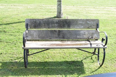 Lot 667 - Three seater wooden slatted garden bench