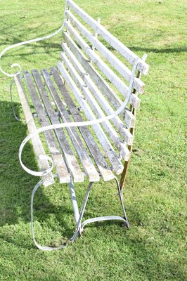 Lot 668 - Three seater white painted wooden garden bench