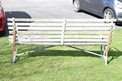 Lot 668 - Three seater white painted wooden garden bench