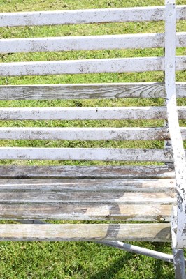 Lot 668 - Three seater white painted wooden garden bench