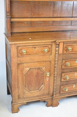 Lot 181 - Early 19th Century oak inlaid and crossbanded dresser and rack