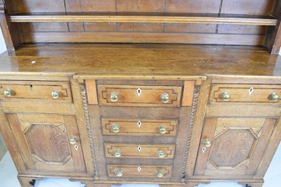 Lot 181 - Early 19th Century oak inlaid and crossbanded dresser and rack