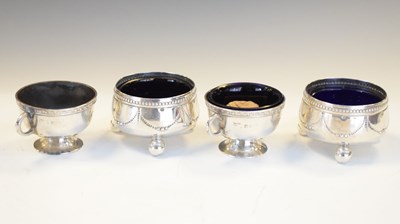 Lot 134 - Pair of late Victorian silver salts and later pair