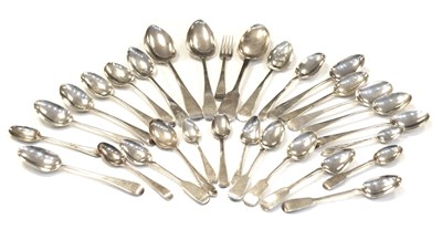 Lot 128 - Mixed quantity of Georgian and later silver flatware