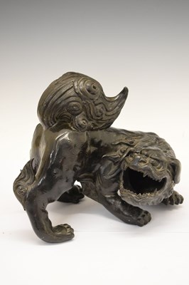 Lot 433 - Early 20th Century cast metal temple dog incense burner