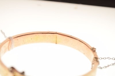 Lot 40 - 9ct gold engraved belt-buckle design snap bangle