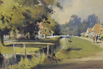 Lot 478 - Frank Duffield (1901-1982), Bristol Savages - Watercolour - 'Lower Slaughter, Gloucestershire'