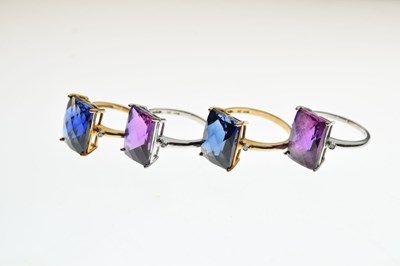 Lot 17 - Four synthetic sapphire dress rings