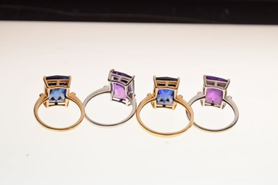 Lot 17 - Four synthetic sapphire dress rings